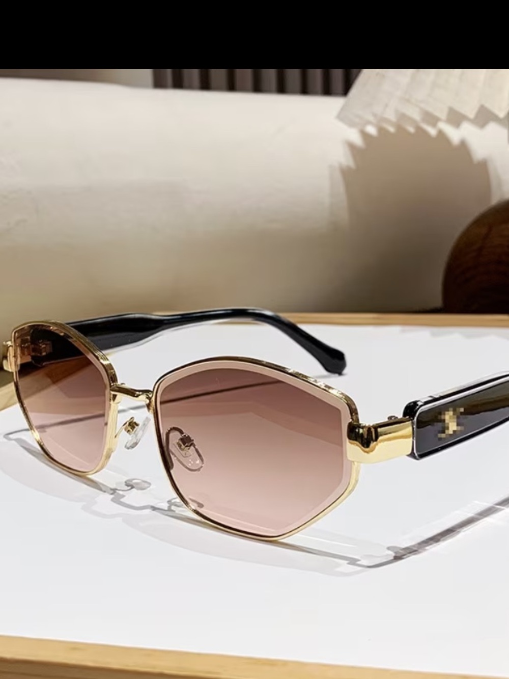 Designer Style Brown  Lens Gold Frame Women's Fashion Sunglasses